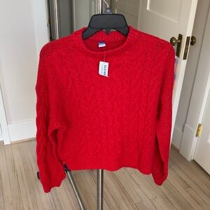 Old Navy Bright Red Kids Cable Knit Sweater